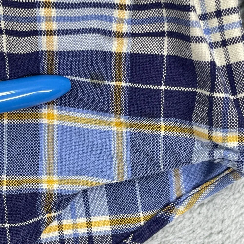 Ralph Lauren Big Shirt Mens Large Blue Plaid Cotton Pony Logo Button-Down‎